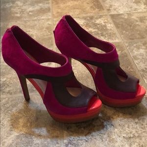 Jessica Simpson Tri-Color Peep Toe Heels, 8 1/2